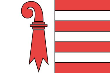 İsviçre 'nin Jura Kantonu bayrağının en üst görüntüsü. İsviçre seyahati ve vatanseverlik kavramı. Bayrak direği yok. Uçak tasarımı, tasarım. Bayrak arkaplanı