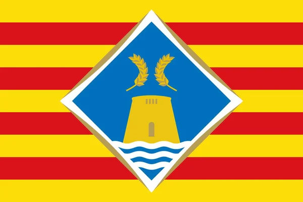 旗のトップビューFormentera スペイン スペイン旅行と愛国者の概念 旗竿はない 平面設計 レイアウト 旗の背景 — ストック写真