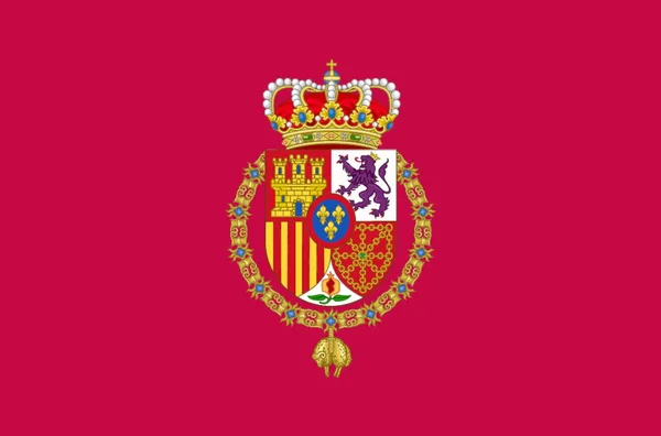 西班牙国王西班牙国旗的头像 西班牙旅行和爱国心的概念 没有旗杆 平面设计布局 国旗背景 — 图库照片