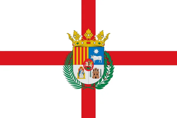 旗テルエル州 スペインのトップビュー スペイン旅行と愛国者の概念 旗竿はない 平面設計レイアウト 旗の背景 — ストック写真