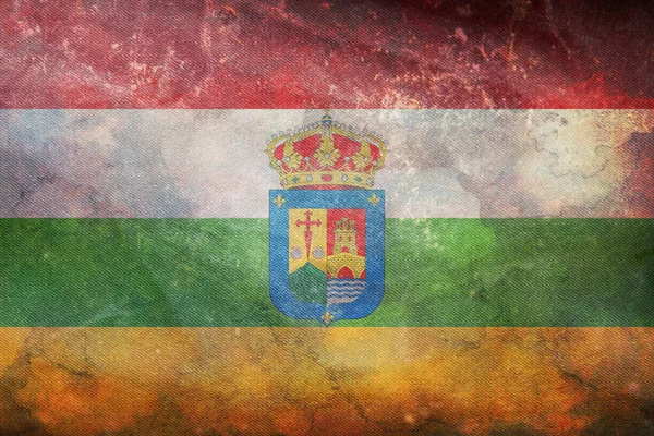 Верхній Вид Прапор Ретро Ріоха Гербом Іспанії Грандж Текстурою Іспанські — стокове фото