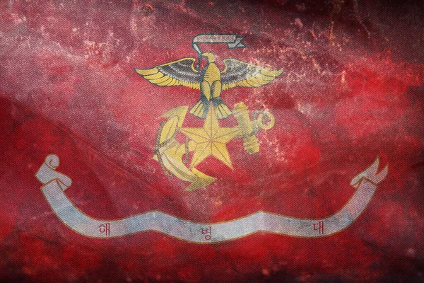Bovenaanzicht Van Retro Vlag Republiek Korea Marine Corps Zuid Korea — Stockfoto
