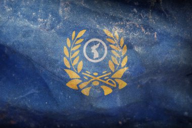 Kore Cumhuriyeti Yedek Kuvvetlerinin eski bayrak manzarası, Güney Kore 'nin grunge dokusuyla. Kore seyahati ve vatanseverlik kavramı. Bayrak direği yok. Uçak tasarımı, tasarım. Bayrak arkaplanı