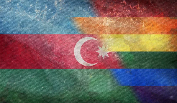 Bovenaanzicht Van Nationale Lgbt Retro Vlag Van Azerbeidzjan Met Grunge — Stockfoto