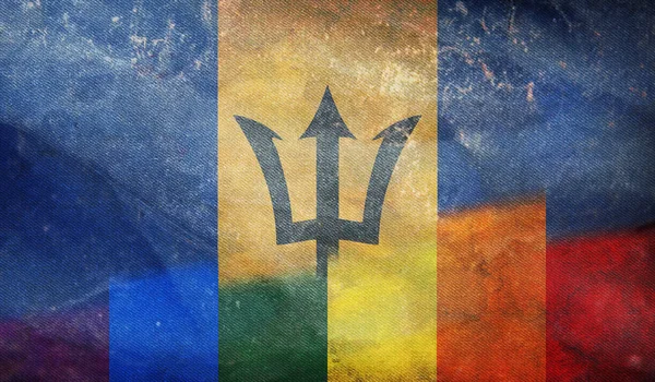 Bovenaanzicht Van Nationale Lgbt Retro Vlag Van Barbados Met Grunge — Stockfoto
