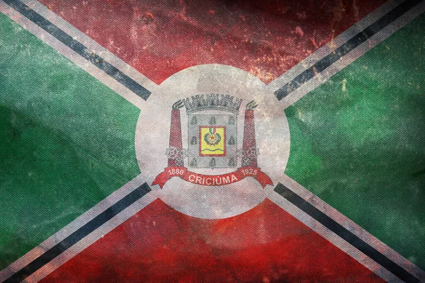 Вид Сверху Ретро Флага Criciuma Бразилия Граненой Текстурой Бразильские Путешествия — стоковое фото