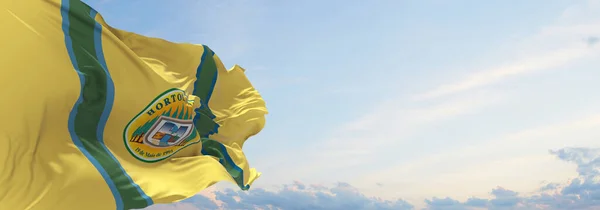 Флаг Хортоландии Сан Паулу Бразилия Облачном Фоне Неба Закате Панорамный — стоковое фото