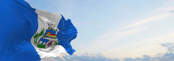 Bandera Japeri Brasil Fondo Cielo Nublado Puesta Del Sol Vista —  Fotos de Stock