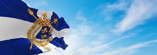 Flagge Der Marine Des Königreichs Frankreich Zivilfähnrich Frankreich Bei Wolkenverhangenem — Stockfoto