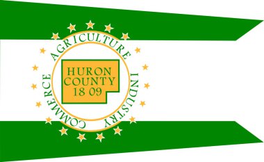 Huron ilçesi, Ohio bayrağı, ABD bayrağı, bayrak direği yok. Uçak tasarımı, tasarım. Bayrak arkaplanı