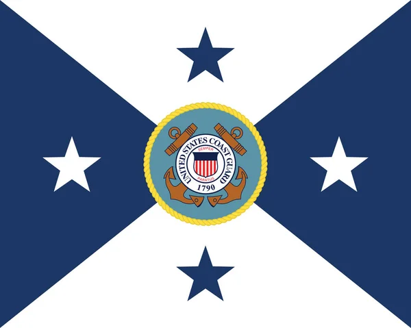 白俄罗斯明斯克 2021年5月 美国海岸警卫队副指挥官旗的最高视图 Uscg 无旗杆 平面设计 国旗背景 — 图库照片