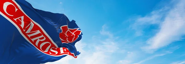 Zászló Camrose Alberta Kanada Felhős Égbolt Háttér Naplemente Panorámás Kilátás — Stock Fotó