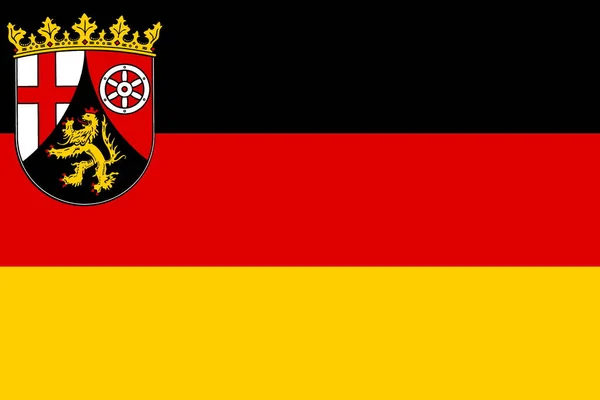 ラインラント プファルツ州の旗のトップビュー ドイツ連邦共和国 旗竿はない 平面設計 レイアウト 旗の背景 — ストック写真