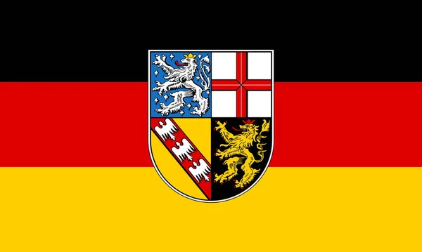 Κάτοψη Της Σημαίας Του Saarland Ομοσπονδιακή Δημοκρατία Τής Γερμανίας Χωρίς — Φωτογραφία Αρχείου