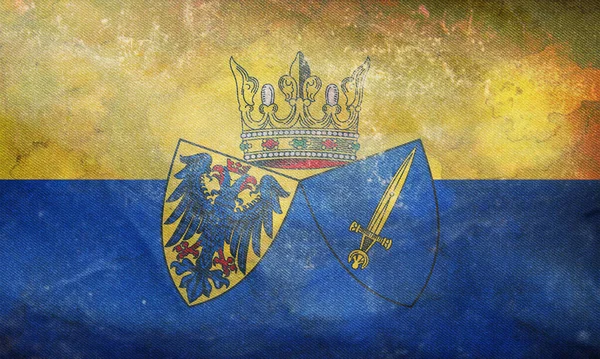 Pohled Shora Retro Vlajku Essen Grunge Texturou Spolková Republika Německo — Stock fotografie