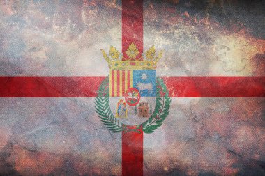 Top view of retro flag Teruel province, Spain with grunge texture. Spanish travel and patriot concept. no flagpole. Plane design, layout. Flag background clipart