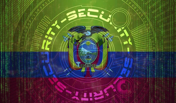 Nasjonal Cybersikkerhet Ecuador Digital Bakgrunnsdatavern Sikkerhetssystemkonseptet Låsesymbol Mørk Flaggbakgrunn – stockfoto