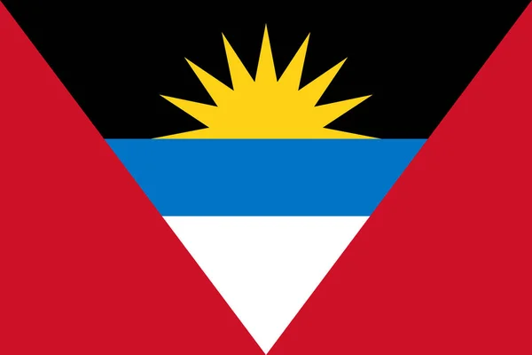 公式フラグアンティグア バーブーダのトップビュー 旅と愛国者の概念です 旗竿はない 平面設計 レイアウト 旗の背景 — ストック写真