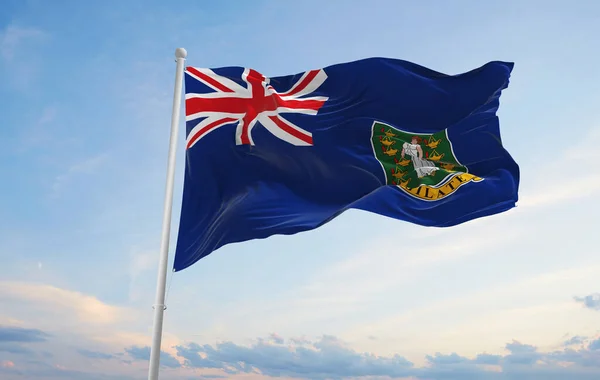 Bandiera Ufficiale Delle Isole Vergini Britanniche Sfondo Cielo Nuvoloso Tramonto — Foto Stock
