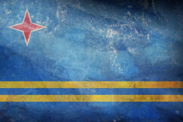 Draufsicht Auf Die Offizielle Retro Flagge Arubas Mit Grunge Textur — Stockfoto
