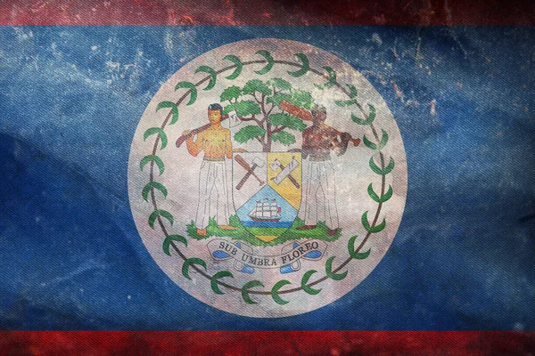 Ovanifrån Officiella Retro Flagga Belize Med Grunge Konsistens Resor Och — Stockfoto