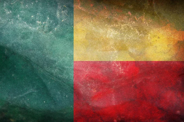 Draufsicht Auf Die Offizielle Retro Flagge Benins Mit Grunge Textur — Stockfoto