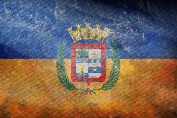 Widok Góry Flagi Retro Aguadilla Portoryko Niezwiązane Stany Ameryki Grunge — Zdjęcie stockowe