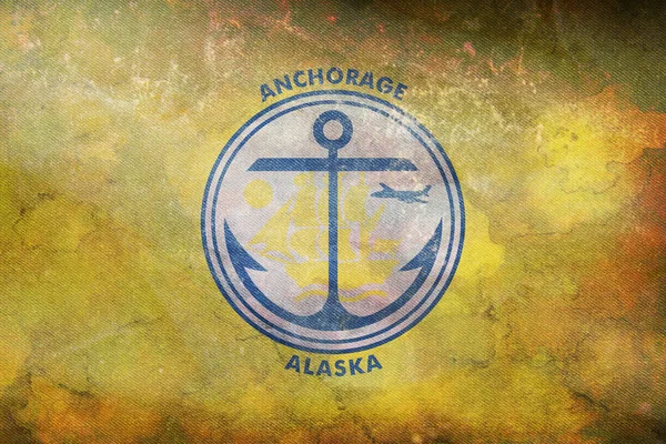 Vista Superior Bandera Retro Anchorage Alaska Estados Desatados América Con —  Fotos de Stock