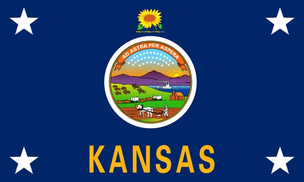 Top Uitzicht Gouverneur Van Kansas Vlag Geen Vlaggenmast Vlakke Ontwerp — Stockfoto