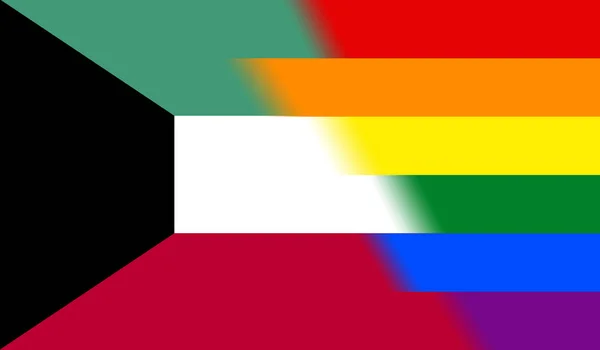 Vista Superior Bandera Nacional Lgbt Kuwait Sin Asta Bandera Diseño —  Fotos de Stock