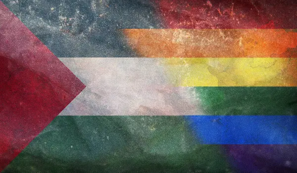 Ulusal lgbt retro bayrağının grunge desenli, bayrak direği yok. Uçak tasarımı, tasarım. Bayrak arkaplanı. Özgürlük ve aşk konsepti, Gurur ayı. Eylemcilik, toplum ve özgürlük