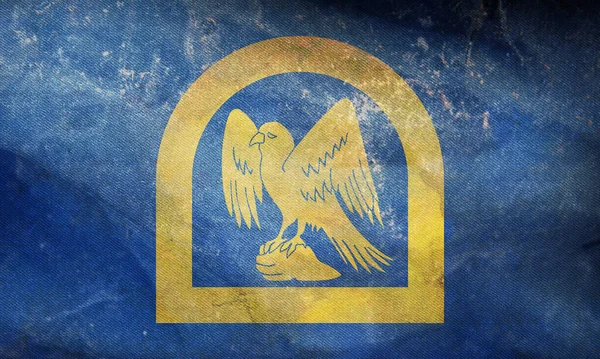 Top Kilátás Wing Falu Egyesült Királyság Retro Zászló Grunge Textúra — Stock Fotó