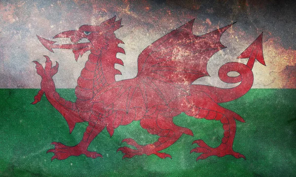 Top View Retro Flag Wales Grunge Flag United Kingdom Great — Stockfoto