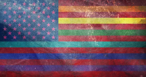 Pohled Shora Retro Vlajku Usa Gay Grunge Texturou Bez Stožáru — Stock fotografie