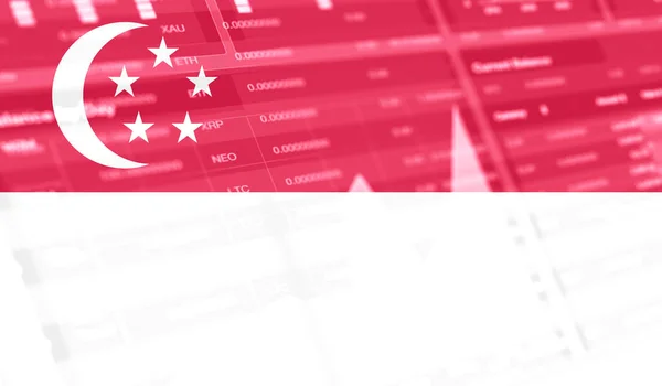 Flaga Singapuru Pasek Wykresów Giełdowych Kryptowaluta Wzrost Akcji Bitcoin Koncepcyjny — Zdjęcie stockowe