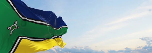 Zászló Amapa Brazília Felhős Égbolt Háttér Naplemente Panorámás Kilátás Brazil — Stock Fotó