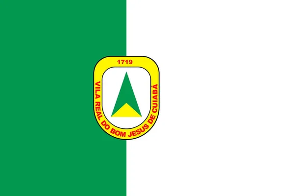 ブラジルの旗Cuiabaのトップビュー ブラジル旅行と愛国者の概念 旗竿はない 平面設計 レイアウト 旗の背景 — ストック写真