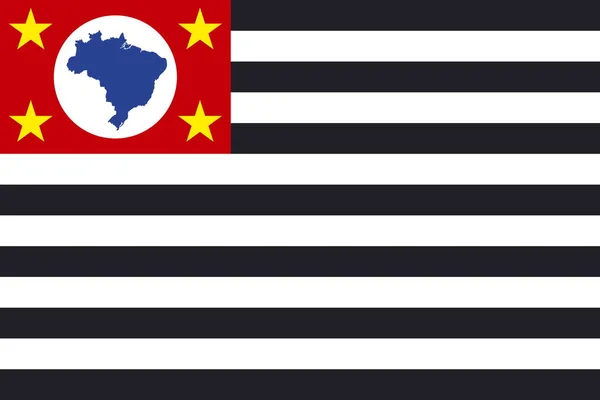 ブラジルサンパウロの旗Estado Saoのトップビュー ブラジルの愛国者と旅行の概念 旗竿はない 平面設計 レイアウト 旗の背景 — ストック写真