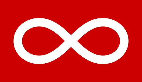 カナダのMetis Redの旗のトップビュー カナダの愛国者と旅行の概念 旗竿はない 平面設計 レイアウト 旗の背景 — ストック写真