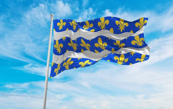 Bandeira Departamento Seine Marne França Fundo Céu Nublado Pôr Sol — Fotografia de Stock