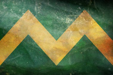 Maricao 'nun retro bayrağının üst görüntüsü, Amerika' nın bağsız ve grunge dokulu devletleri. ABD seyahati ve vatanseverlik kavramı. Bayrak direği yok. Uçak tasarımı, tasarım. Bayrak arkaplanı