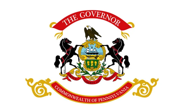 Bovenaanzicht Van Gouverneur Van Pennsylvania Vlag Geen Vlaggenmast Vlakke Ontwerp — Stockfoto