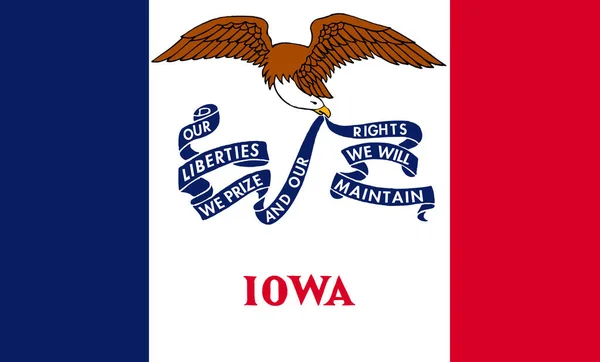 爱荷华州变体的顶部视图 美国国旗 没有旗杆 平面设计布局旗帜背景 — 图库照片