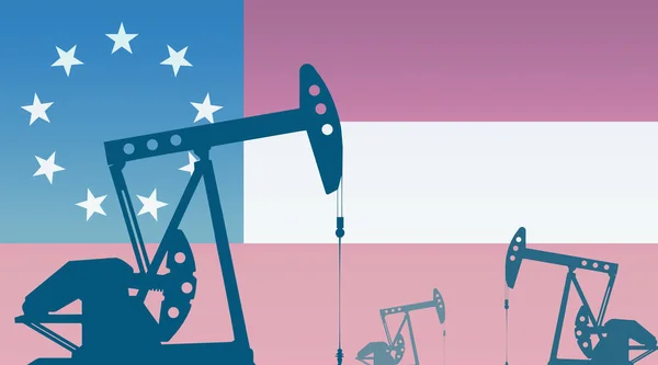 Silhouette Oil Pumps Flag Confederate States America Usa Extraction Grade — 图库照片