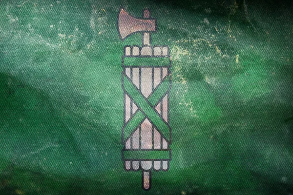 İsviçre, Sankt Gallen 'in retro bayrak manzarası grunge desenli. İsviçre seyahati ve vatanseverlik kavramı. Bayrak direği yok. Uçak tasarımı, tasarım. Bayrak arkaplanı