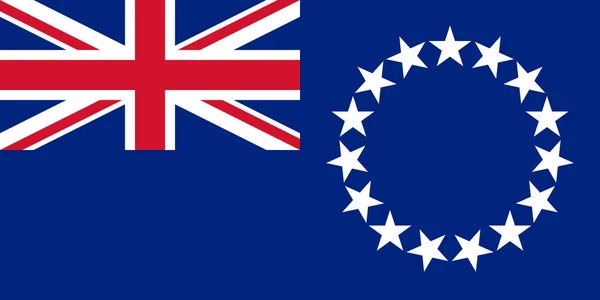 Bovenaanzicht Van Officiële Vlag Cookeilanden Reis Patriottenconcept Geen Vlaggenmast Vliegtuigontwerp — Stockfoto
