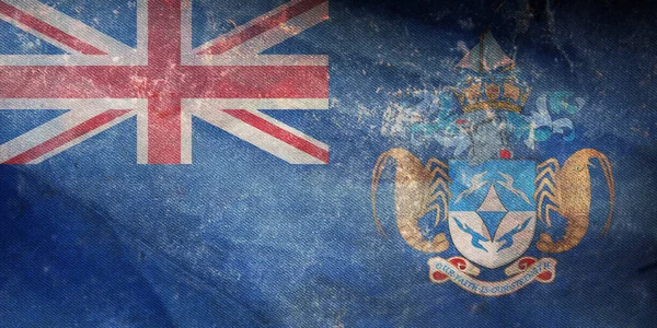 Vista Superior Bandera Oficial Retro Tristan Cunha Con Textura Grunge — Foto de Stock