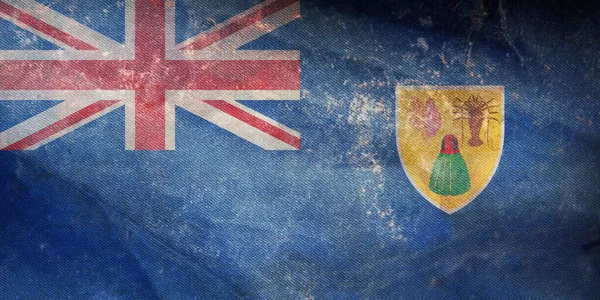 Vista Superior Bandera Oficial Retro Islas Turcas Caicos Con Textura — Foto de Stock