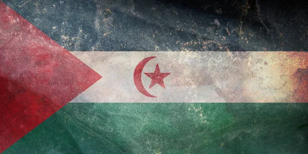 Bovenaanzicht Van Officiële Retro Vlag Westelijke Sahara Met Grunge Textuur — Stockfoto