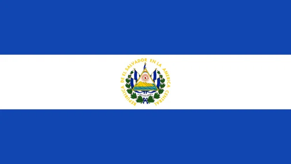 Pohled Shora Oficiální Vlajku Salvadoru Cestovní Vlastenecký Koncept Žádný Stožár — Stock fotografie